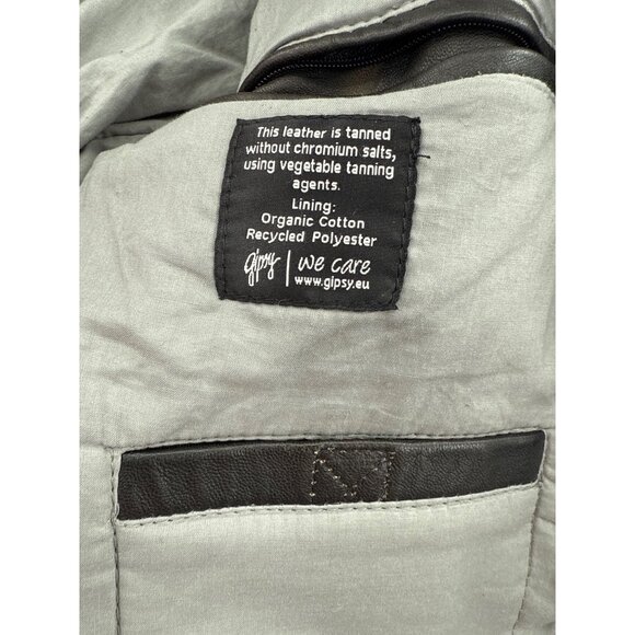 Gipsy Mens Leather Aviator Jacket Sherpa Collar Patches mens large - Picture 8 of 11